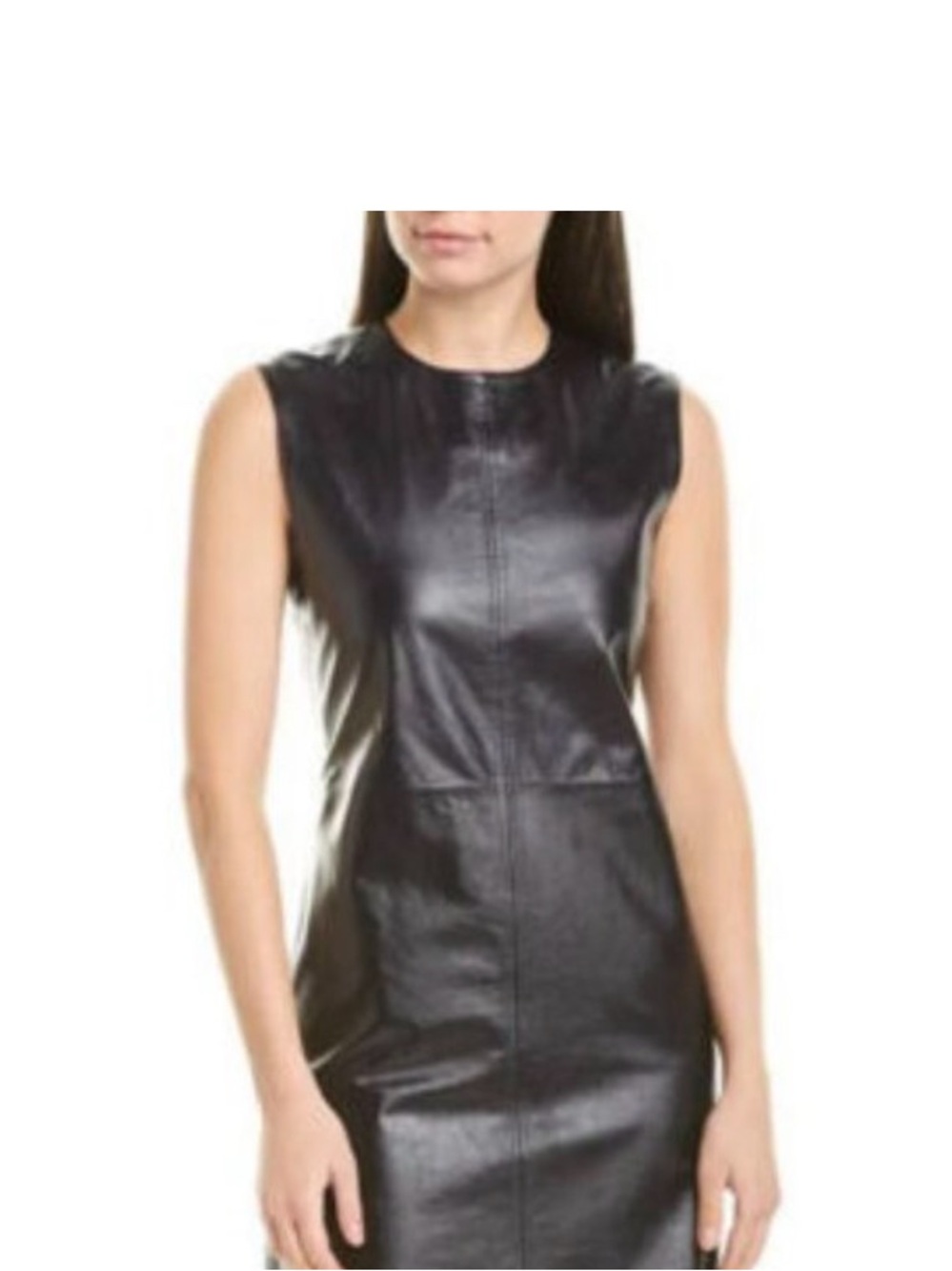 Helmet Lang Lamb Leather Sheath Dress - Black
